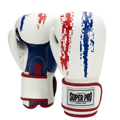 Super Pro Boxhandschuhe „Talent“, Weiss-Rot-Blau